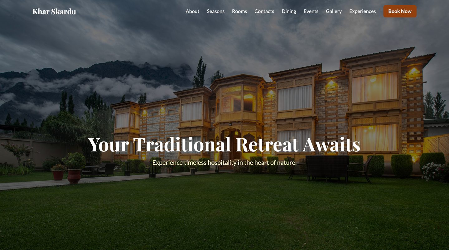 Khar Skardu website — Your Traditional Retreat Awaits, a heritage hotel in Skardu