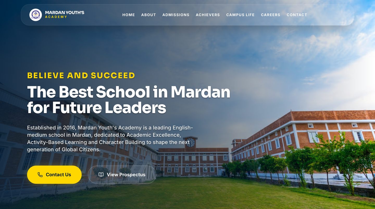 Mardan Youth's Academy website — Believe and Succeed, the best school in Mardan for future leaders