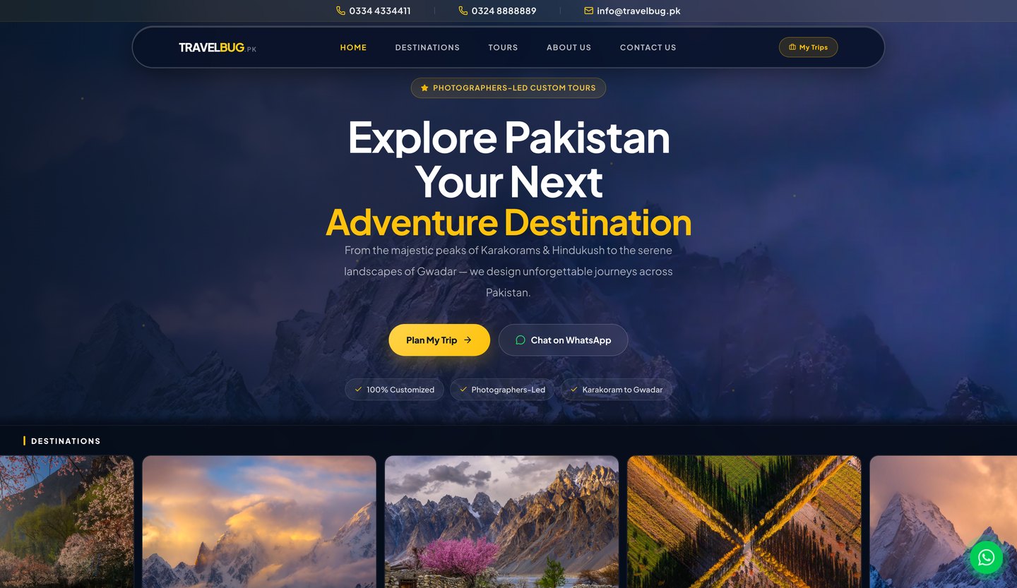 TravelBug.pk website — Explore Pakistan, your next adventure destination